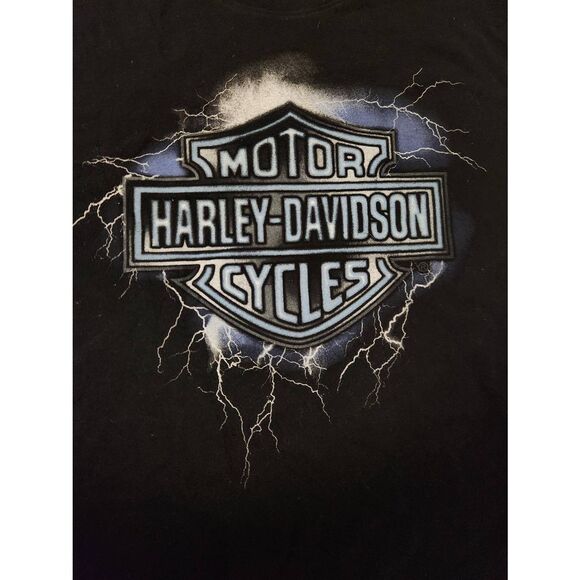 Harley-Davidson Black short sleeved t-shirt. Mens 2XL Black Lightning Logo Shiel - Picture 1 of 4